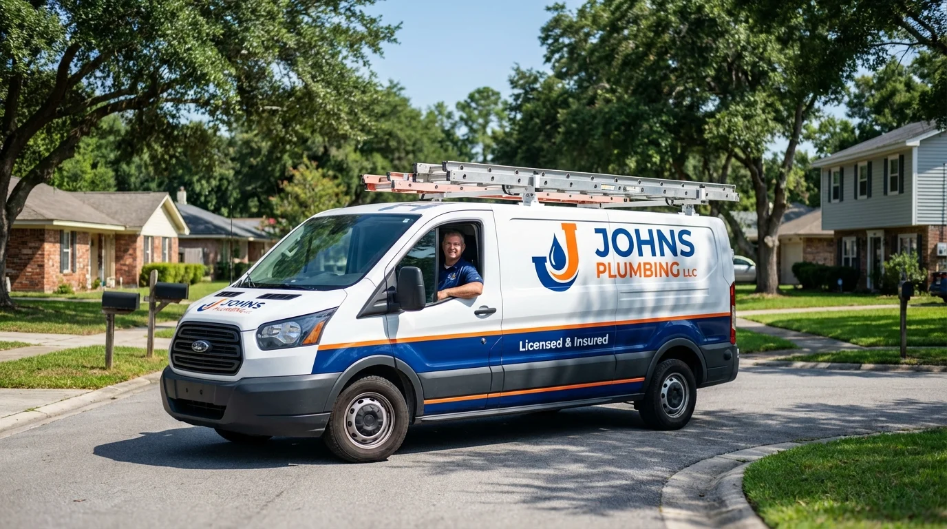 Johns Plumbing LLC service van in Pascagoula, MS