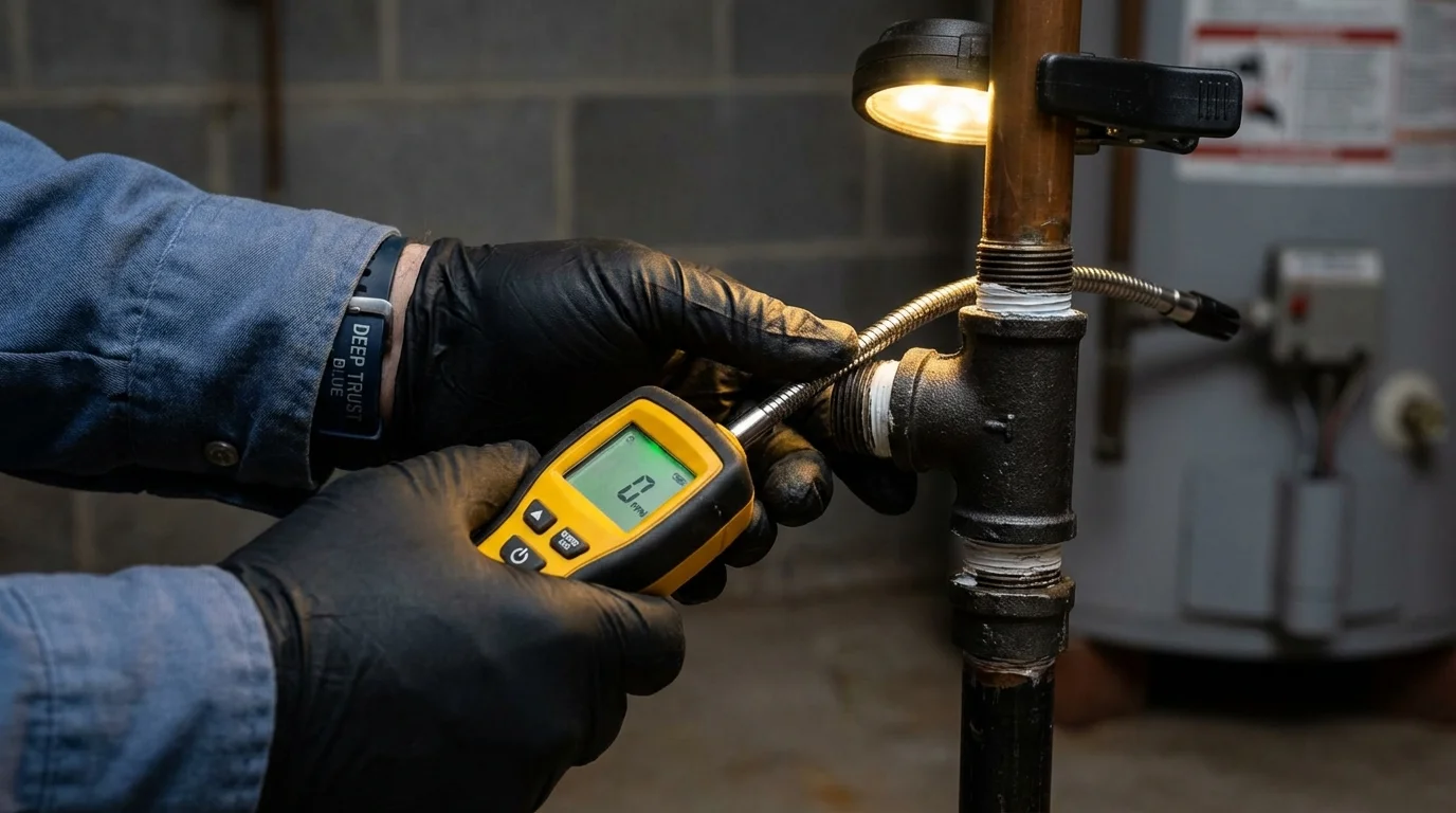 Gas leak detection with electronic sniffer by Johns Plumbing LLC in Pascagoula