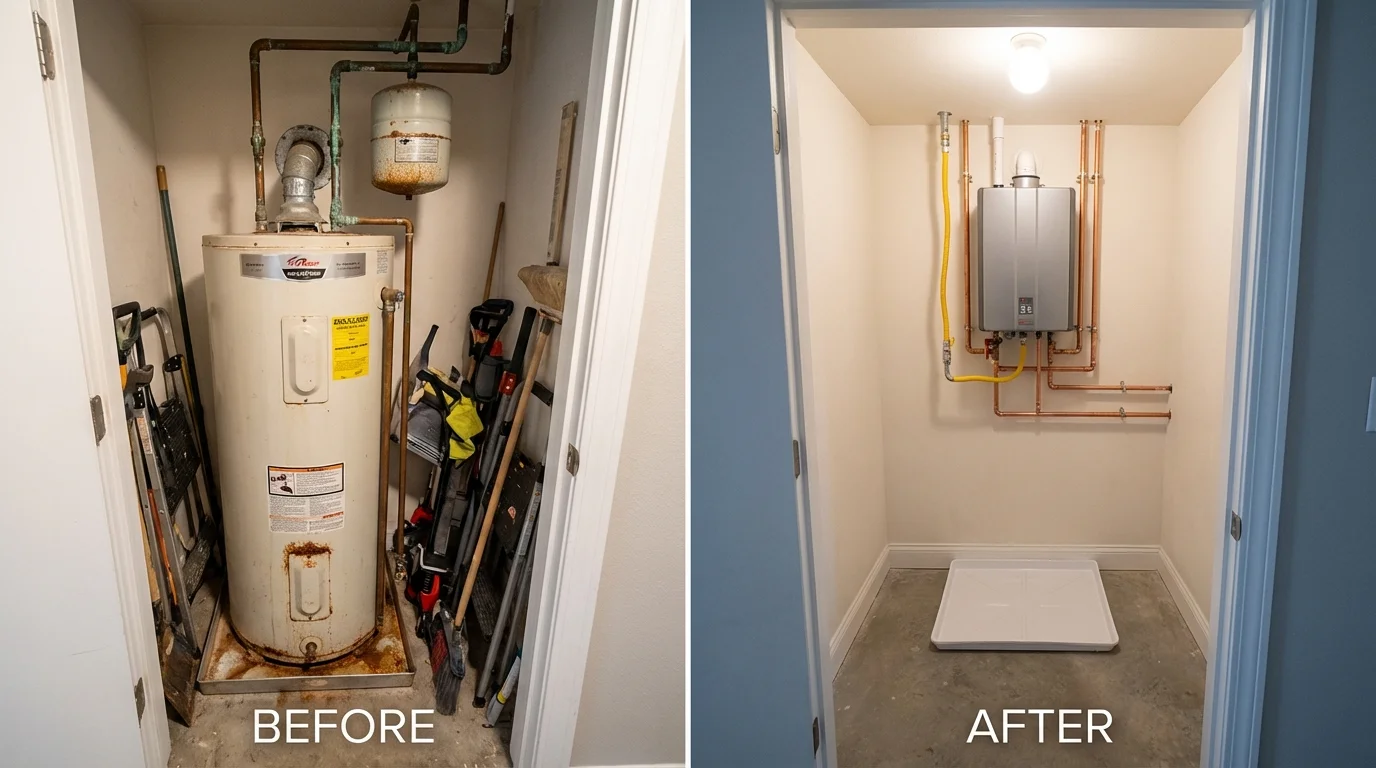 Tank water heater versus wall-mounted tankless unit comparison for Pascagoula, MS homeowners