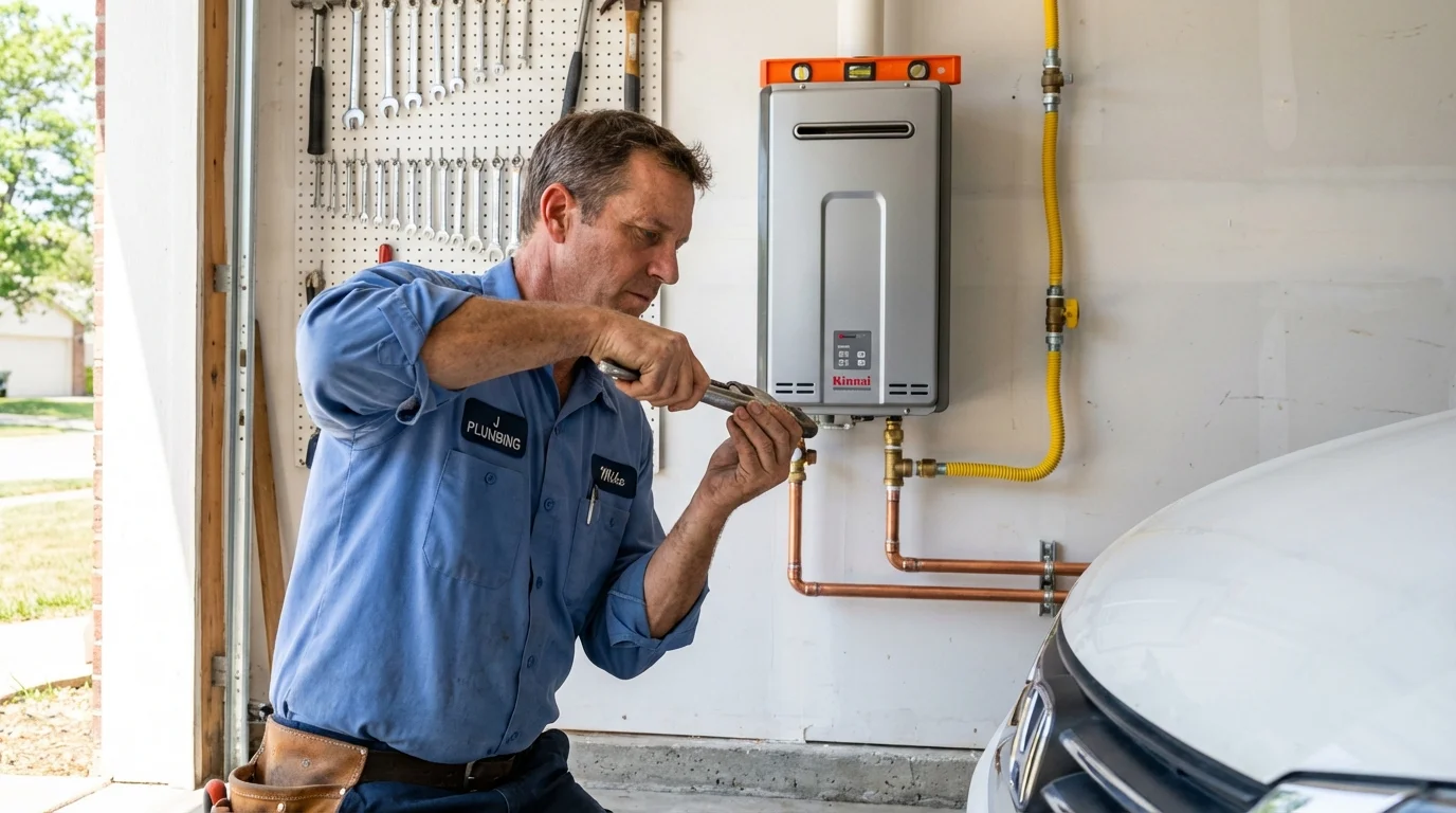 Tankless water heater installation by a Johns Plumbing LLC plumber in Pascagoula
